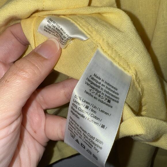 J. Crew Women’s Camp Collar Shirt Featherweight Linen Blend Yellow Size 16 - Picture 6 of 6